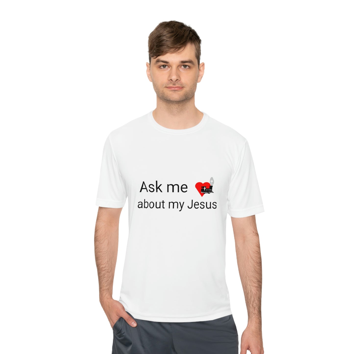 LifeStation Ask me about my Jesus Unisex Moisture Wicking Tee
