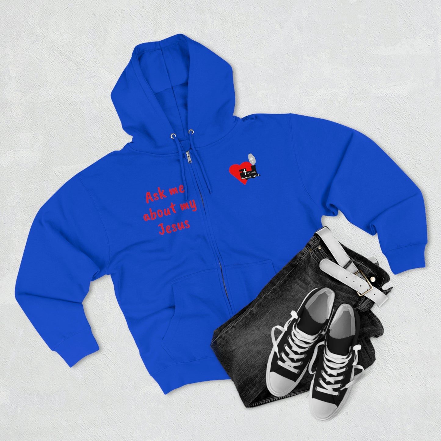 LifeStation Ask me about my Jesus Unisex Premium Full Zip Hoodie