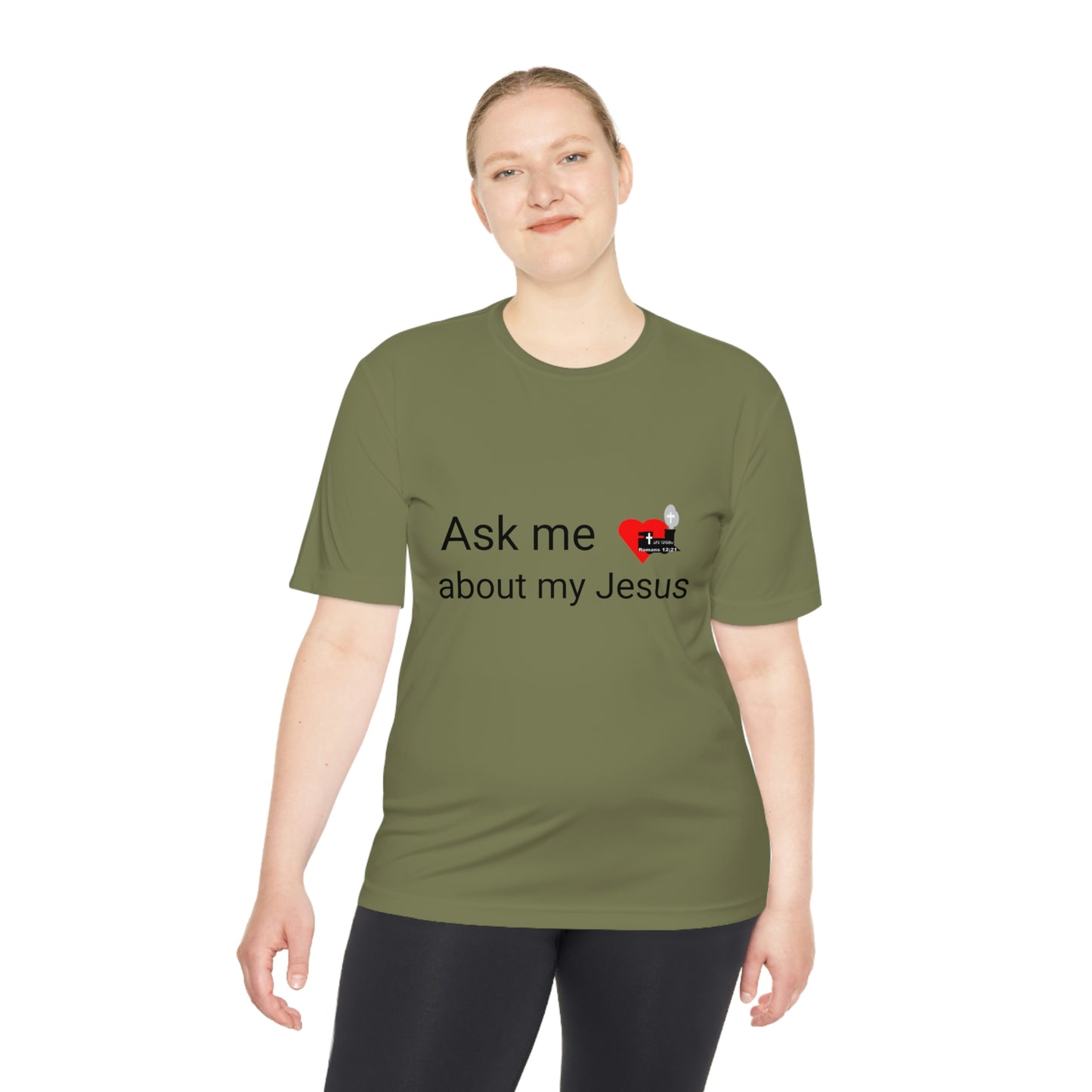LifeStation Ask me about my Jesus Unisex Moisture Wicking Tee